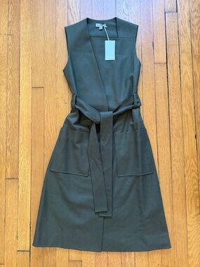 COS Olive Green Sleeveless Midi Dress with Belt